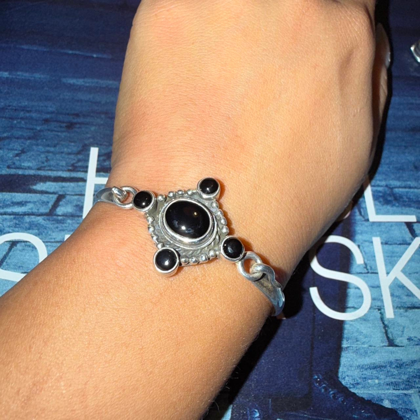 Sterling Silver 925 Black Onyx Stone Bracelet 95$